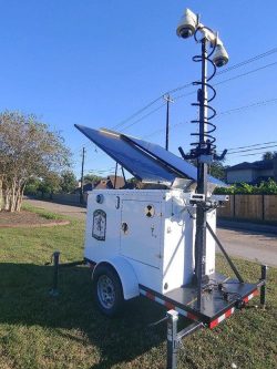 Mounted Avigilon cameras on towable trailer