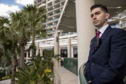 Hotel Security Guard Wearing VB400 Body Camera